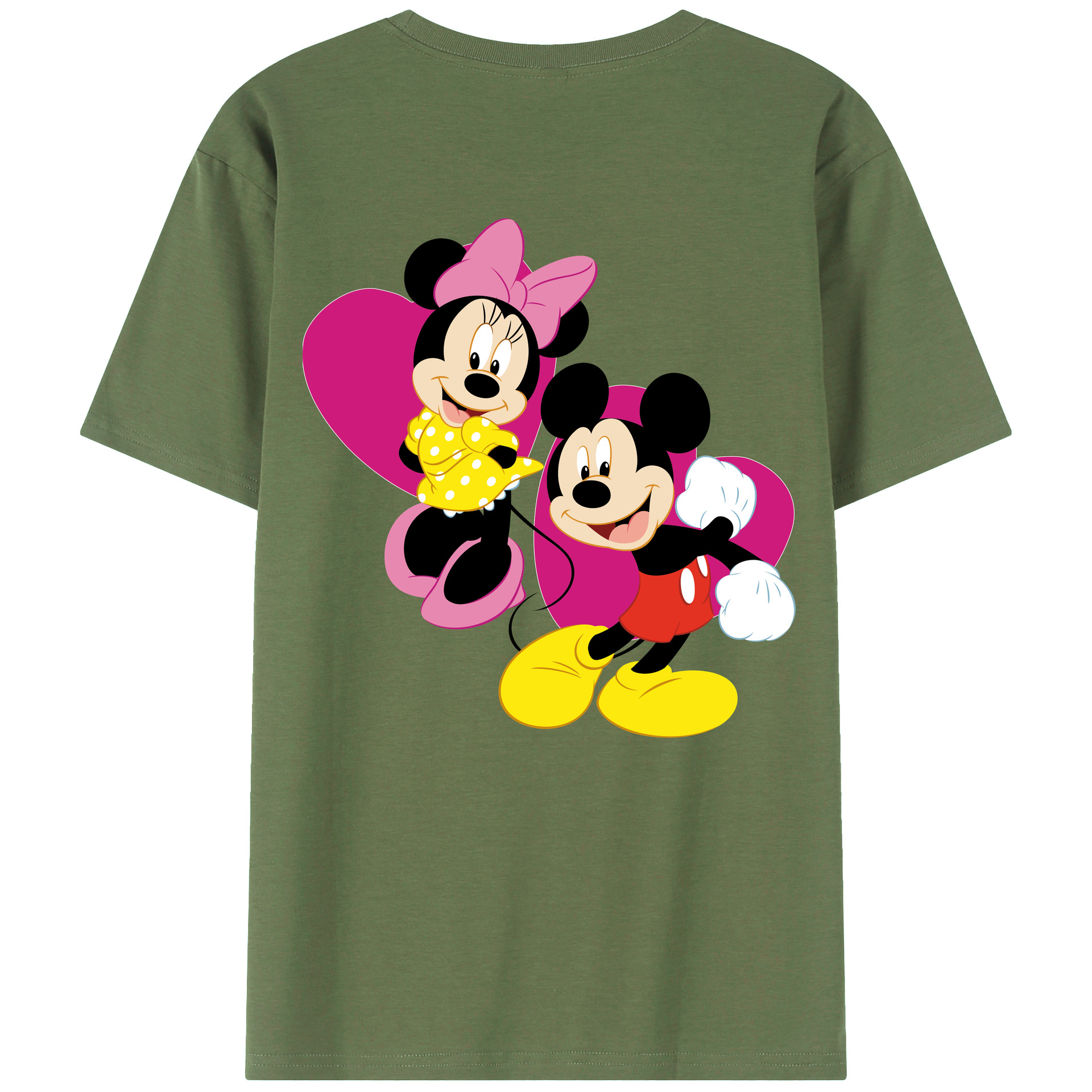 ミッキーマウス Mickey Mouse 綿100％ メンズ半袖Tシャツ（バックプリント） 通気性